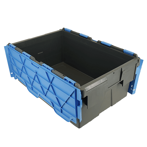 ALC45LE plastic container box with attached lid in blue and black