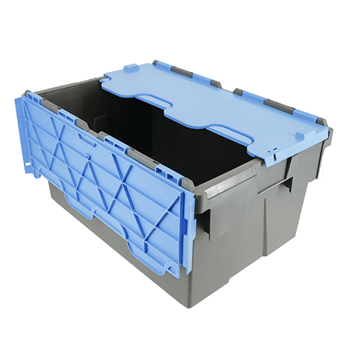 ALC55LE plastic container box with attached lid in blue and black