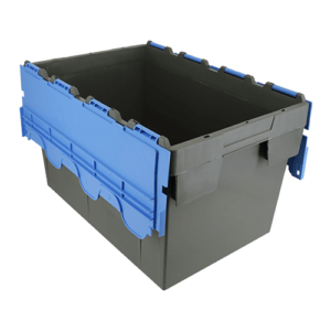 ALC70 plastic container box with attached lid in blue and black