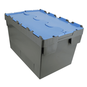 ALC70 plastic container box with attached lid in blue and black