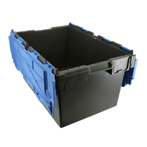 LC3 plastic container box with attached lid in blue and black