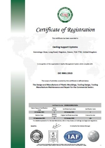 ISO 9001 Certificate for Casting Support Systems