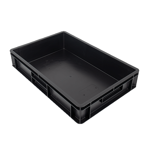 SC64120_R plastic stacking euro container box in black 24 litre with closed handles