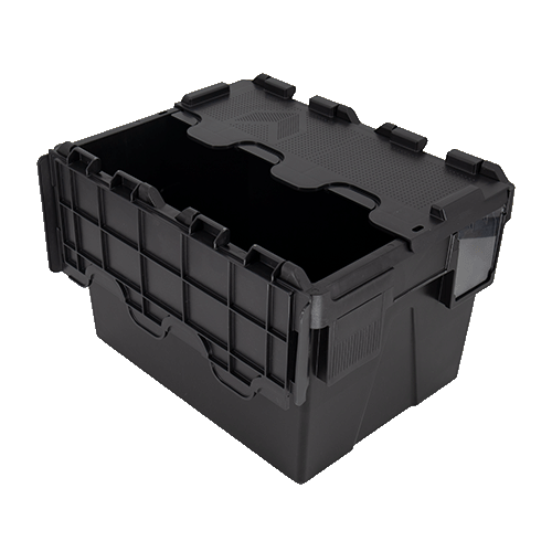 ALC22 LE black plastic attached lid container box with black lid