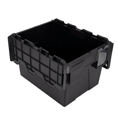 ALC22 LE black plastic attached lid container box with black lid