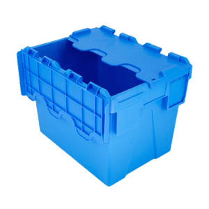 ALC25 LE light blue plastic attached lid container box with light blue lid