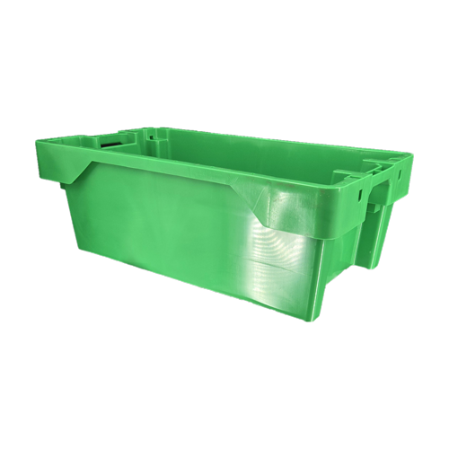 SN60 - The 60 litre, stacking, nesting, green plastic fish box for use by the fishing industry, made by Versatote - side view