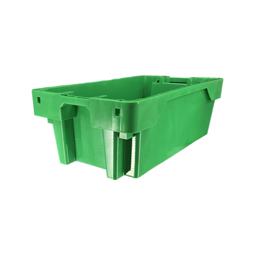 SN60 - The 60 litre, stacking, nesting, green plastic fish box for use by the fishing industry, made by Versatote - side view